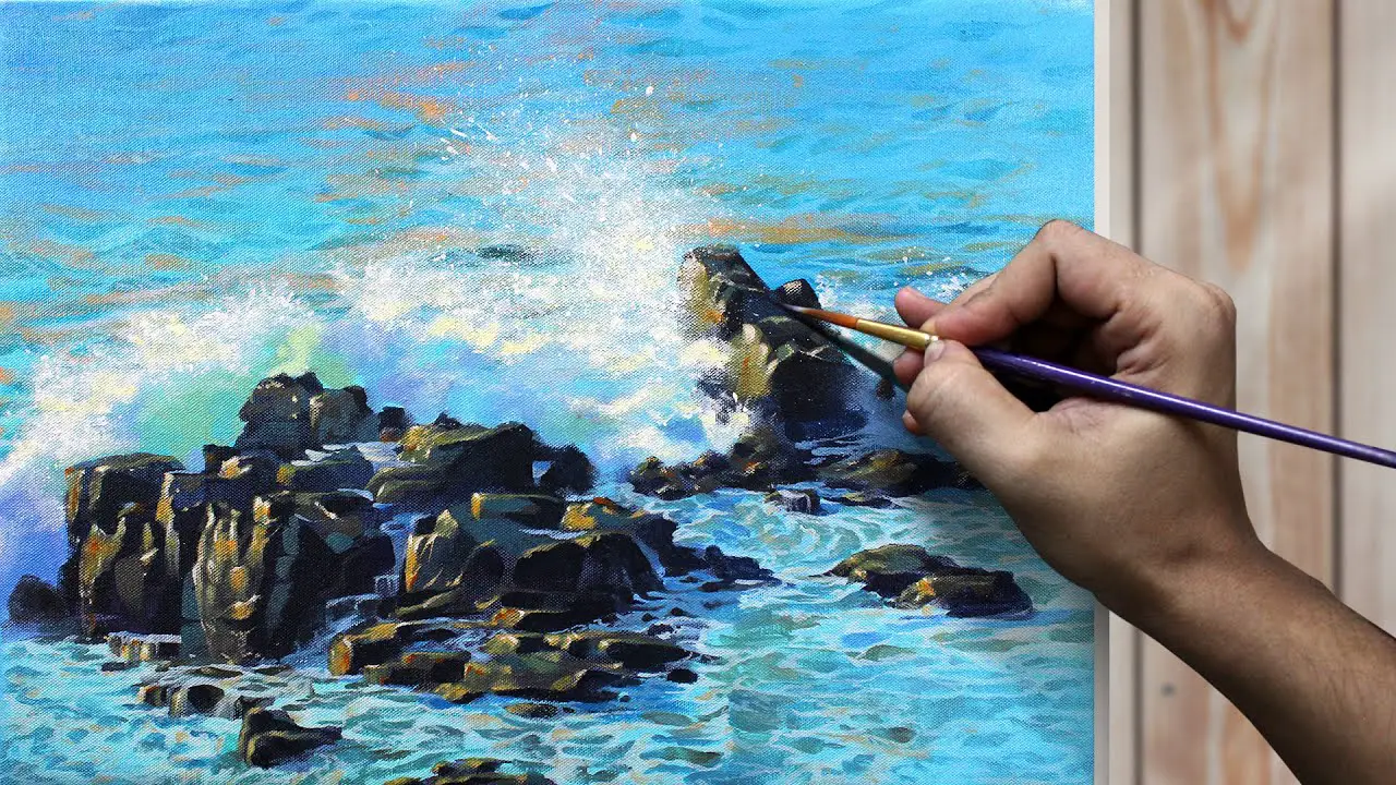 How To Paint A Beach Wave Acrylics Paintingtube