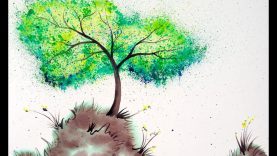 Bella39s Wishing Tree painting tutorial Easy Splatter art Crayola watercolors