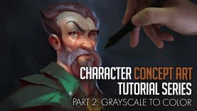 Character Concept Art Tutorial Grayscale to Color