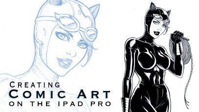 Creating Comics on the iPad Pro with Procreate Inking Catwoman
