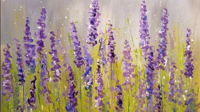 Easy Lavender Painting with Cotton Swabs Acrylic Tutorial Step by Step for Beginners
