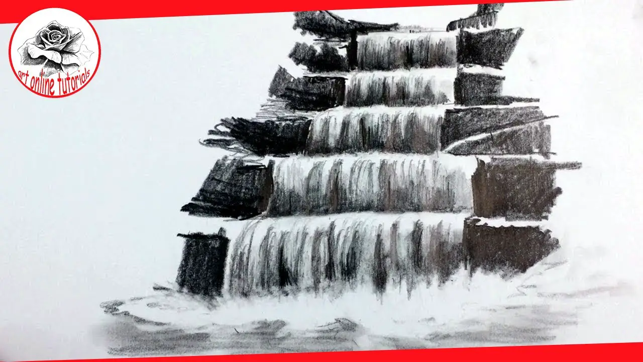 How To Draw A Waterfall For Kids, Step by Step, Drawing Guide, by Dawn -  DragoArt