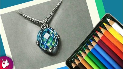 How to draw Realistic Necklace with colour pencils Colour pencil drawing