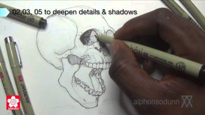 Sakura Pigma Drawing Pens Demo Drawing a realistic skull