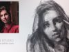 Drawing portrait in charcoal