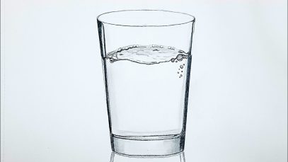 How to draw a glass of water Realistic pencil drawing technique Time lapse
