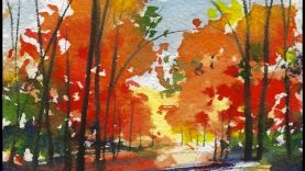 Quick Watercolor Painting Autumn Landscape by Sumiyo Toribe