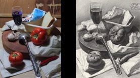 Still Life Drawing in Pencil with reference photos