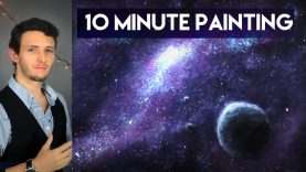 Painting a Galaxy and Stars with Acrylics in 10 Minutes