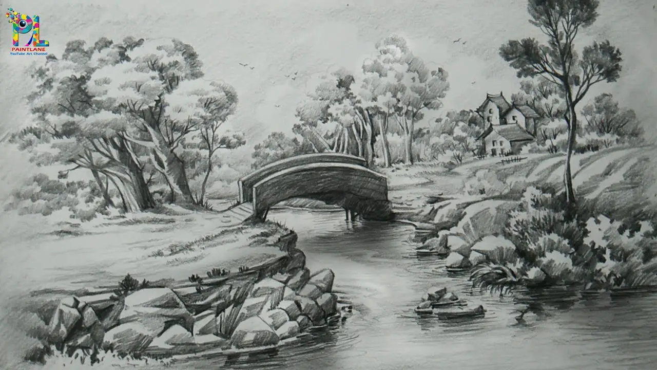 How to draw Pencil Shading Landscape | Pencil Art - PaintingTube-saigonsouth.com.vn