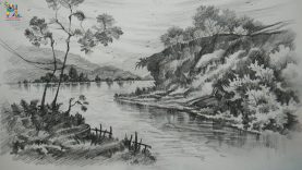 Learn Drawing and Shading A Landscape Art With PENCIL Pencil Art Pencil Sketching