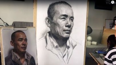 Man39s portrait drawing in graphite pencil
