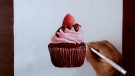 Drawing a chocolate cupcake Prismacolor pencils