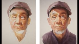 Watercolor portrait painting tutorial old man portrait
