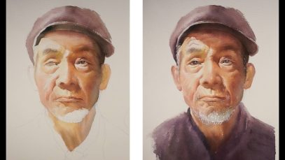 Watercolor portrait painting tutorial old man portrait