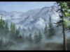 Misty Mountain Range Panel Painting