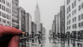 How to Draw a City Tonal Pencil Drawing