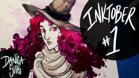 Inktober Day 1 Magenta Witch Ink Drawing