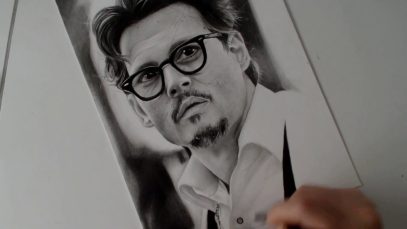 Johnny Depp portrait drawing hyperrealism