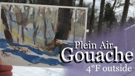 Plein Air Gouache Snow Scene in 4° Weather with Etchr Field Case
