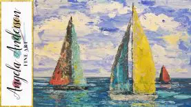 Simple Sailboat Seascape Acrylic Painting Tutorial using Palette Knife LIVE Step by Step Lesson