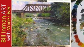 Plein Air Painting Indiana White River Fast Motion wVoice Over Instruction