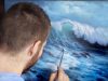 Acrylic Seascape Painting Windy Crashing Wave