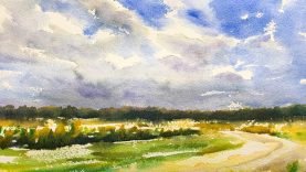 Watercolor Painting Tutorial Field and Sky