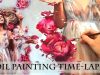 OIL PAINTING TIME LAPSE quotBlossom Rainquot Working process using silver leaf