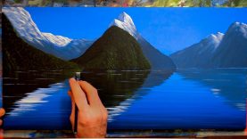 Painting Mountains with Water Reflections In Acrylics