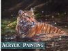 Tiger and water reflection painting in Acrylics Lachri