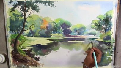 Watercolor Landscape Painting Speed Art Video
