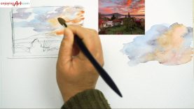 Watercolor of Clouds and Composition in Landscape Painting