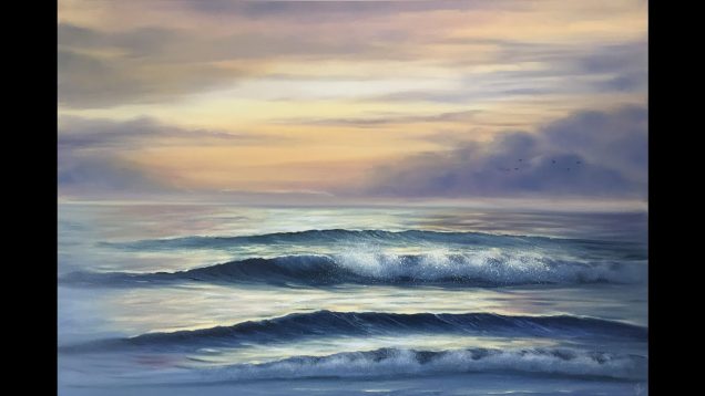 Oil painting of the ocean at sunset - Video Tutorial - PaintingTube