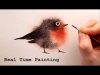Explained Real Time Watercolor Illustration quotFuzzy Birdquot Painting by Iraville