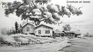 Tree Drawing in Pencil | Pencil Sketch for Beginners | Scenery Drawing ...