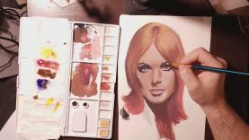 How to paint with gouache portrait Sharon Tate