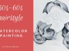 50s 60s hairstyle Watercolor painting