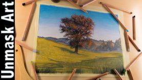 Beautiful Fall Landscape Colored Pencil Drawing Time Lapse