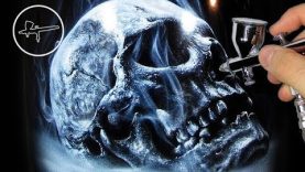 Airbrush Painting Realistic Skull Harley Davidson by Igor Amidzic