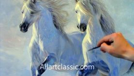 Painting Horses Running in Deep Snow Entire Painting Process
