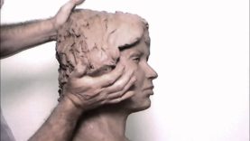 Alexander Cherkov demonstrates head sculpture transformations elderly to young