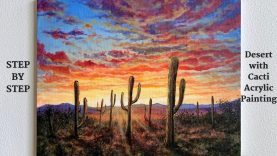 Desert with Cacti STEP by STEP Acrylic Painting ColorByFeliks