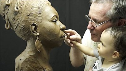 Nina Simone Portrait Sculpture in Stages from Clay to Bronze 2015