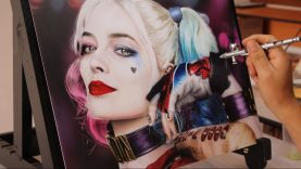 Painting Harley Quinn Margot Robbie Airbrush Harley Quinn