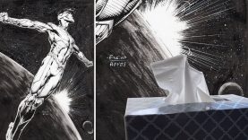 INKING comic book art with Facial Tissue
