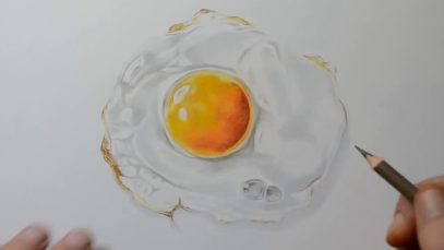 Primitive How I Draw a Fried Egg Realistic Still Life Drawing