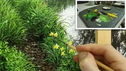 90 How To Paint Grass and Daffodils Oil Painting Tutorial