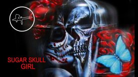 Airbrush Painting Sugar Skull Girl Fire Extinguisher by Igor Amidzic