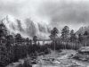 Drawing Scenery of Mountains and Trees with Pencil Time Lapse